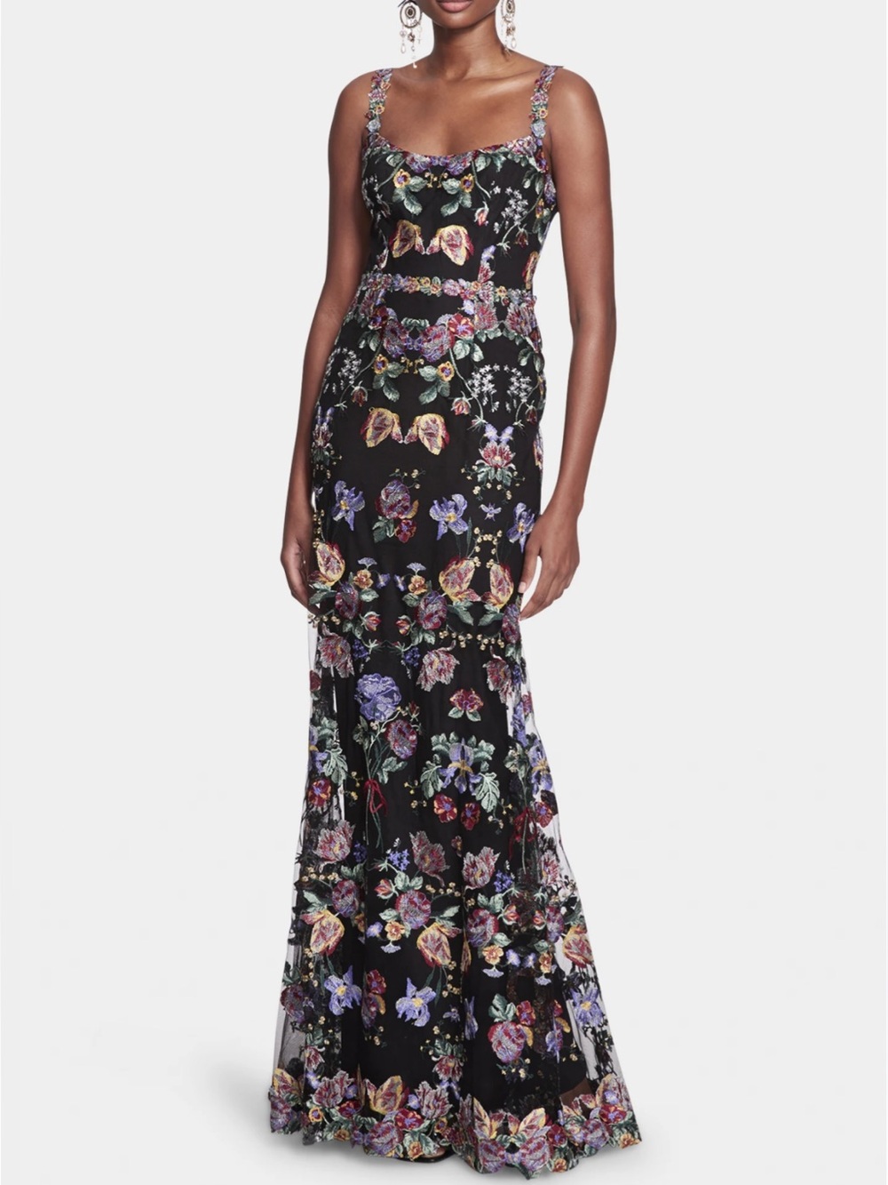 Marchesa Notte Floral Embroidered Gown in Size 4